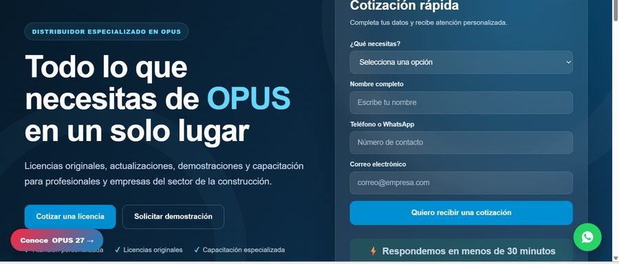 Sitio web de OPUS Capacitación